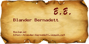 Blander Bernadett névjegykártya